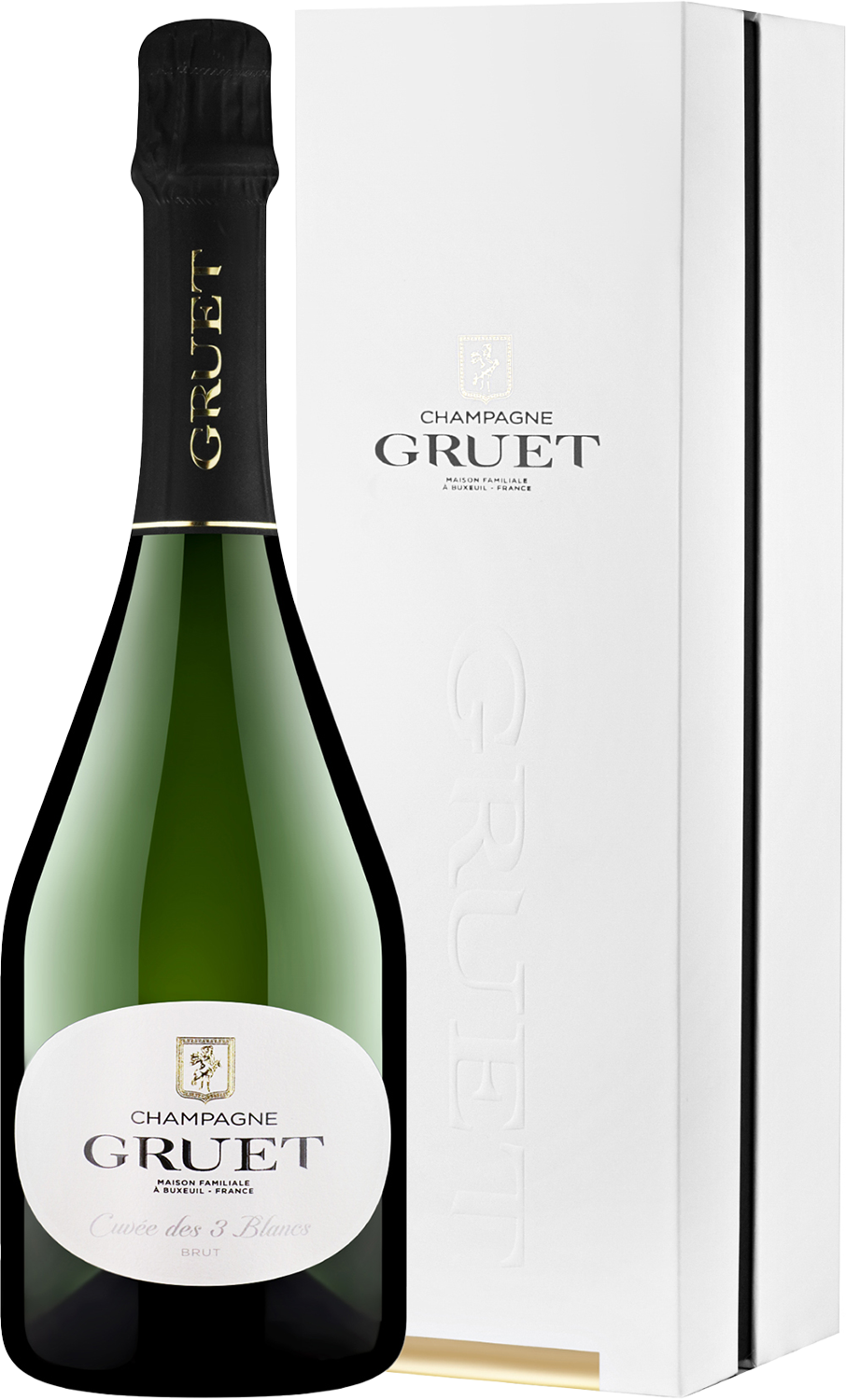 Грюэ Кюве Дес Труа Блан Шампань AOC Брют в подарочной упаковке 0.75 л