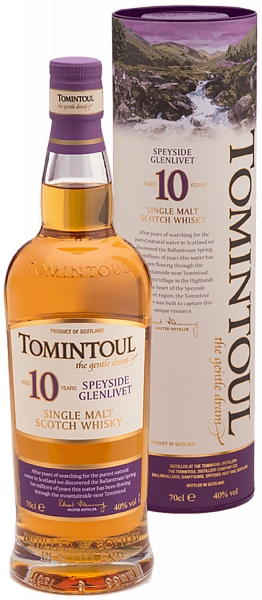 Виски Tomintoul Speyside Glenlivet Single Malt Scotch Whisky 10 YO (gift box), 0.7 л
