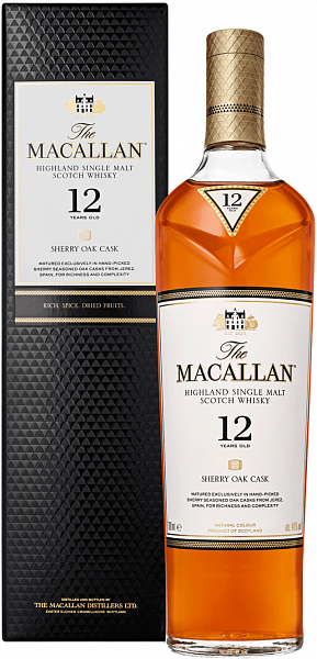 Виски Macallan Sherry Oak Cask Highland Single Malt Scotch Whisky 12 y.o. (gift box), 0.7 л