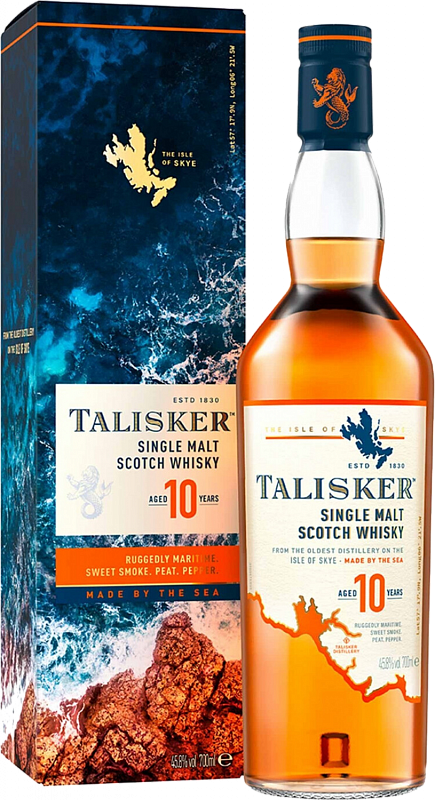 Талискер 10 лет шотландский односолодовый виски в подарочной упаковке 0.75 л